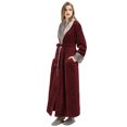 thumbnail image 4 of Women's Fleece Long Robe Warm Flannel Sherpa Trim Plush Bathrobe with Belt Pockets, M & Wine Red, 4 of 7