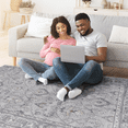 thumbnail image 5 of 5X7 Ivory/Grey/Oriental Non-Shedding Living Room Bedroom Dining Home Office Stylish and Stain Resistant Area Rug, 5 of 7