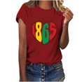 thumbnail image 2 of Giftesty Blouses for Women Dressy Casual Women Short Sleeves Letter Print Casual Tops Blouse T-shirt, 2 of 4