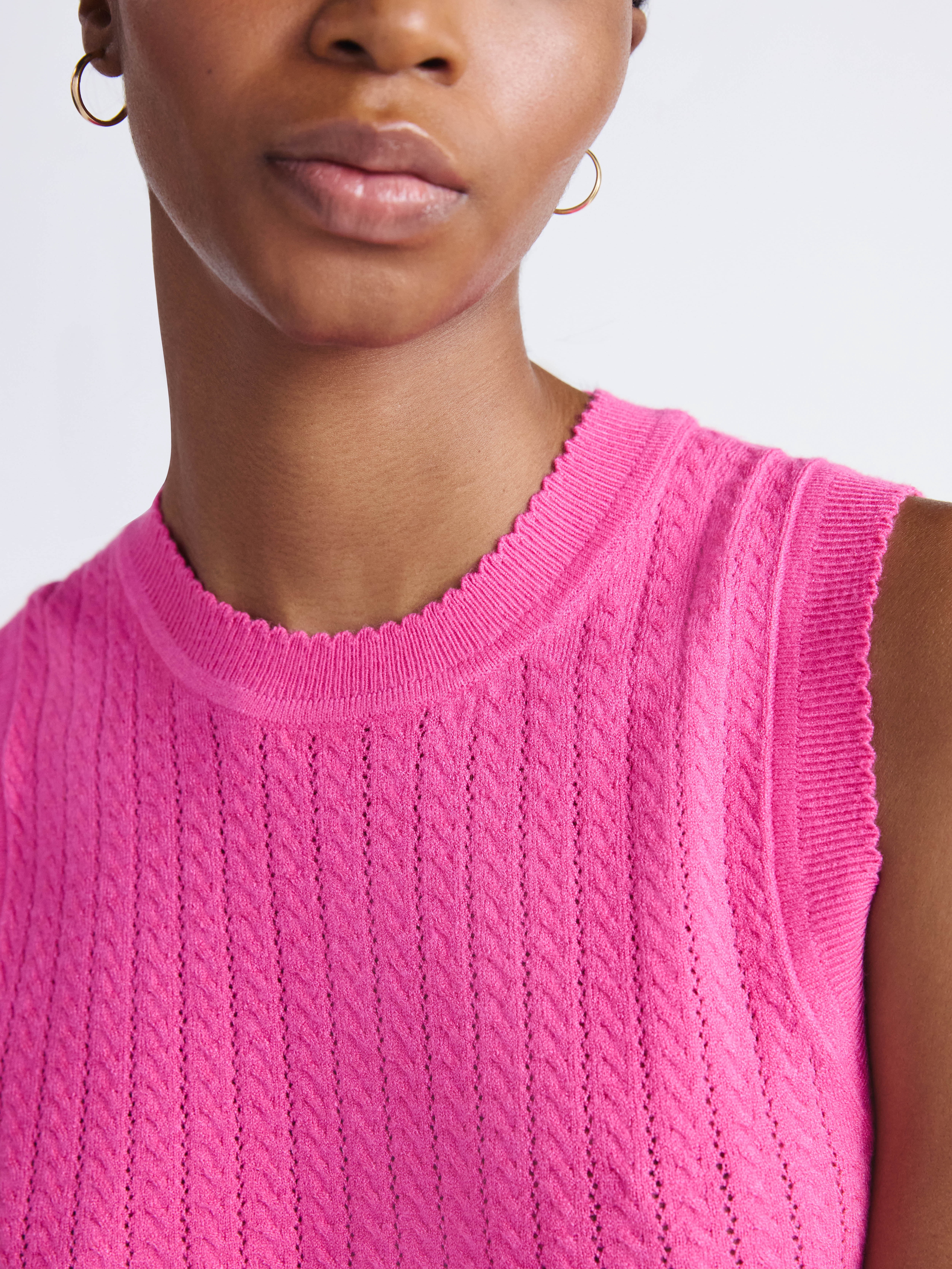 Free Assembly Women's Cozy Yarn Cable Sweater Shell, Sizes XS-XXL