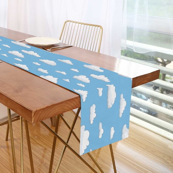 Yayeee Table Runner 70 inches Long for Home Kitchen Rectangle Dining Table Holiday Party Decoration, Cartoon Cloud Pattern