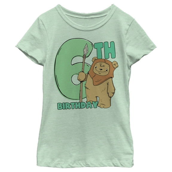 Girl's Star Wars 6th Birthday Cute Ewok Graphic T-Shirt