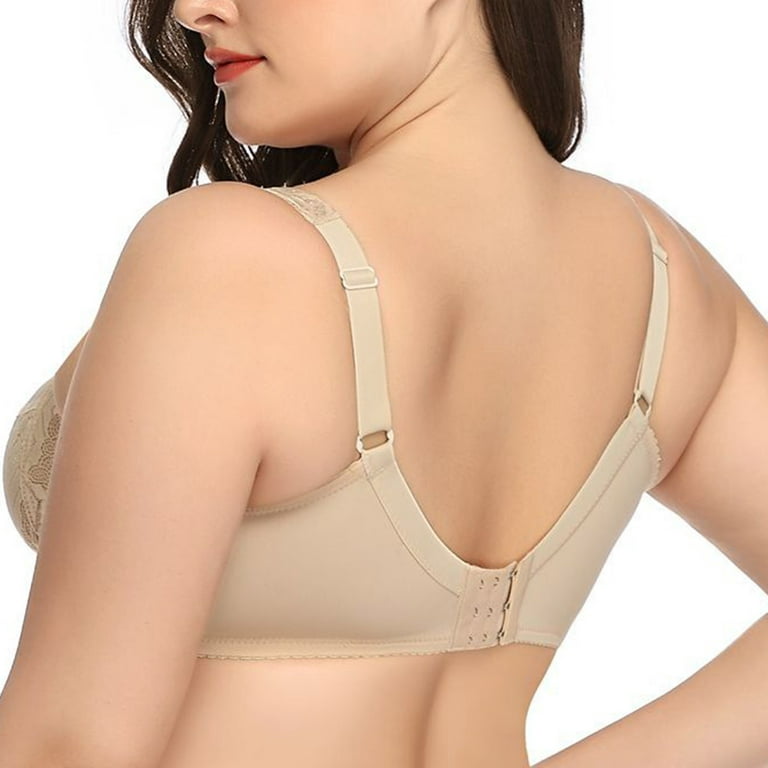 QUYUON Clearance No Padding Bra Large Lace Color Bra Full Cup Comfort Daily  Split Joint Bra Breathable Everyday Bras Beige XL 