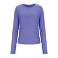 thumbnail image 6 of ZHYou Women Slim Fit Leaf Pattern Knit Tops,Long Sleeve,Round Neck Stretchy Soft Fashion Sweaters,Purple,Size 2XL, 6 of 8