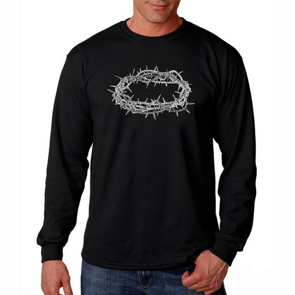 LA Pop Art Men's Word Art Long Sleeve T-shirt - CROWN OF THORNS