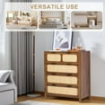 thumbnail image 6 of LEVNARY 4 Drawer Dresser Set of 2, Rattan Dressers Storage Cane Cabinet, Wooden Chest of Drawers Dresser for Bedroom, Entryway, Living Room (2, Walnut), 6 of 10