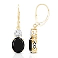 thumbnail image 3 of Rosec Jewels Oval Shape Lab Grown Black Diamond Drop Earrings with Moissanite for Women - 8 Carat, 14K Yellow Gold, 3 of 6