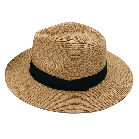 TELOLY Straw Hats for Men,Wide Brim Hats for Women,Fedora Hats for Men,Light Curry Tri Fold Yape