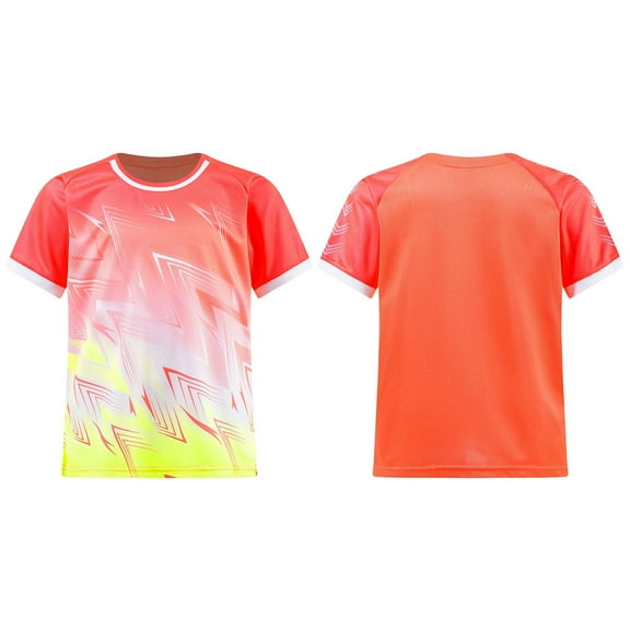 Miutii Kids Boys Casual Sport T-shirts Gradient Quick Dry Short Sleeve Tee Top Football Training Orange XS