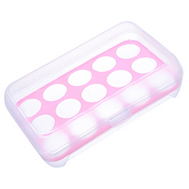 Injueey Caja de almacenamiento de huevos de plástico de 15 rejillas, soporte para huevos, contenedor portátil de almacenamiento de alimentos, nevera de Organizadores de utensilios de cocina Rosado Injueey HA005026-04