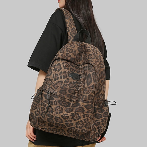 Unisex Trendy Leopard Print Backpack Large Capacity Student School Bookbag Back to School Backpack for Men Women