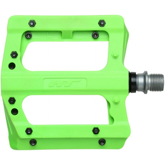 HT PA12A Platform Pedals 9/16" Nylon Reinforced Body 12 Adjustable Pins Green
