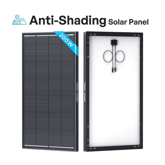 Renogy ShadowFlux N-Type 200W Rigid Solar Panel, 25% High-Efficiency & Anti-Shading, IP67 Waterproof Lightweight, for RV/Pickup/SUV Charging