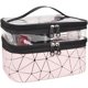 thumbnail image 1 of Bolsa de maquillaje de doble capa XCF neceser de viaje para cosméticos rosa, 1 of 4