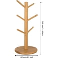 thumbnail image 5 of Bamboo Coffee Mug Tree,Mug Rack, Coffee Cup Holder for Countertop, Wooden Coffee Cup Holder Stand, Coffee Mug Holder with 6 Hooks, 5 of 8