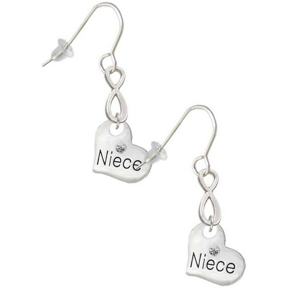 Delight Jewelry Silvertone Small Niece Heart Silver tone Infinity French Earrings