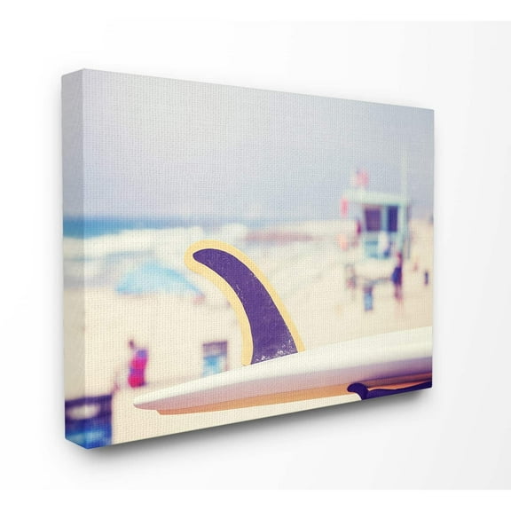Stupell Industries Surfboard on Beach Photograph Landscape Painting Gallery Wrapped Canvas Art Print Wall Art, 24 x 30