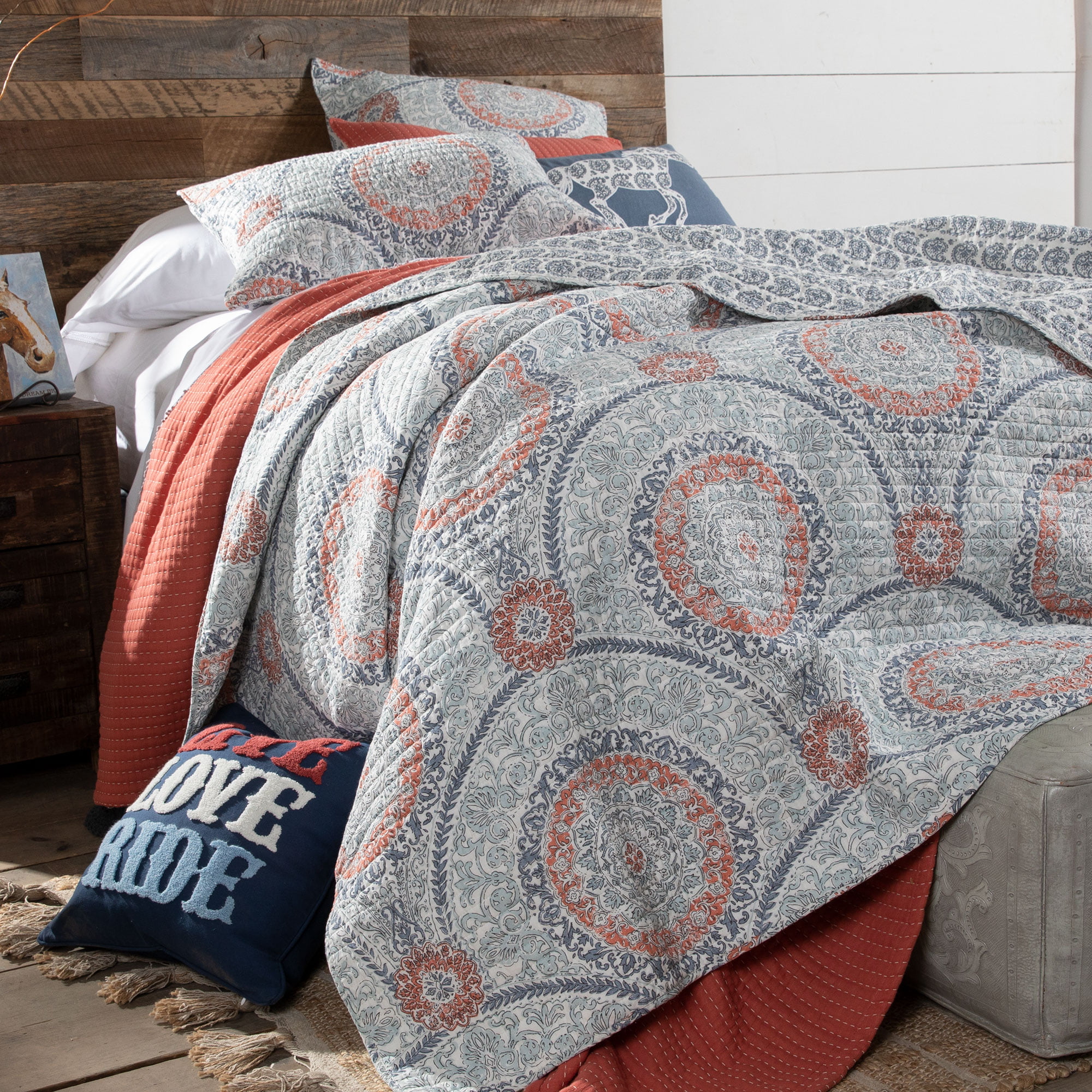 Denim Circle Home Quilted Bedding Size Full/Queen - Walmart.com