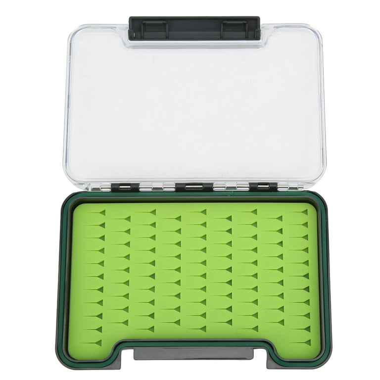 Fly Fishing Case, Silicone Internal Compartments Fly Fishing Box  Transparent For Fishing 96x17x140mm/3.78x0.67x5.51in