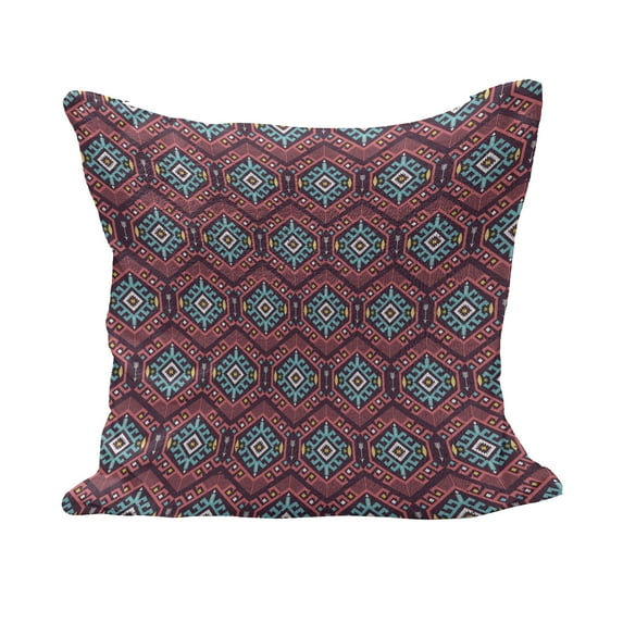 Tribal Fluffy Throw Pillow Cushion Cover, Hipster Tribal Pattern Geometric Elements Typographic Text, Rectangle Accent Pillow Case, 36" x 16", Dark Coral Turquoise, by Ambesonne