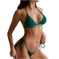 thumbnail image 1 of Traje de baño sexy de bikini de playa con cuello halter y copa verde para mujer Fridja  nalpqowj20833, 1 of 9