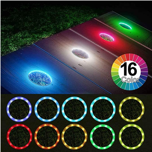 Dotiow Cornhole Lights 6 Cornhole Board Ring Lights for Family Backyard Bean Bag Toss Cornhole Game,Choose from Multi 16-Color 2 Set Solid White/Red/Blue Colors Blue