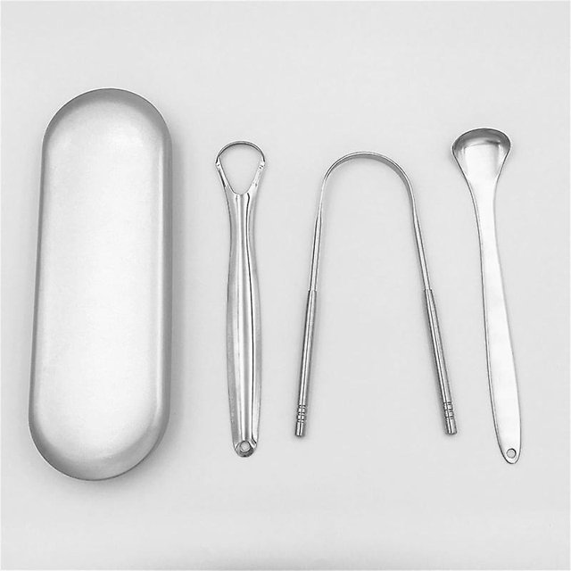 Paquete de 3 raspadores de lengua, paquete de sellado higiénico, profesional elimina el mal aliento, raspadores de lengua de acero inoxidable, mejora eficazmente la salud bucal e intestinal