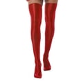 thumbnail image 4 of dPois Bas Collants Brillants pour Femmes, Bas-Cuisses, Chaussettes, Brillants, Restent en Place, en Soie, avec Pieds, Opaques, Rouges, Taille Unique, 4 of 7
