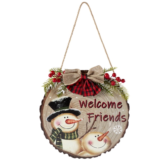 Decoración navideña, letrero colgante de madera, letrero navideño de bienvenida para puerta, guirnalda colgante festiva para puerta