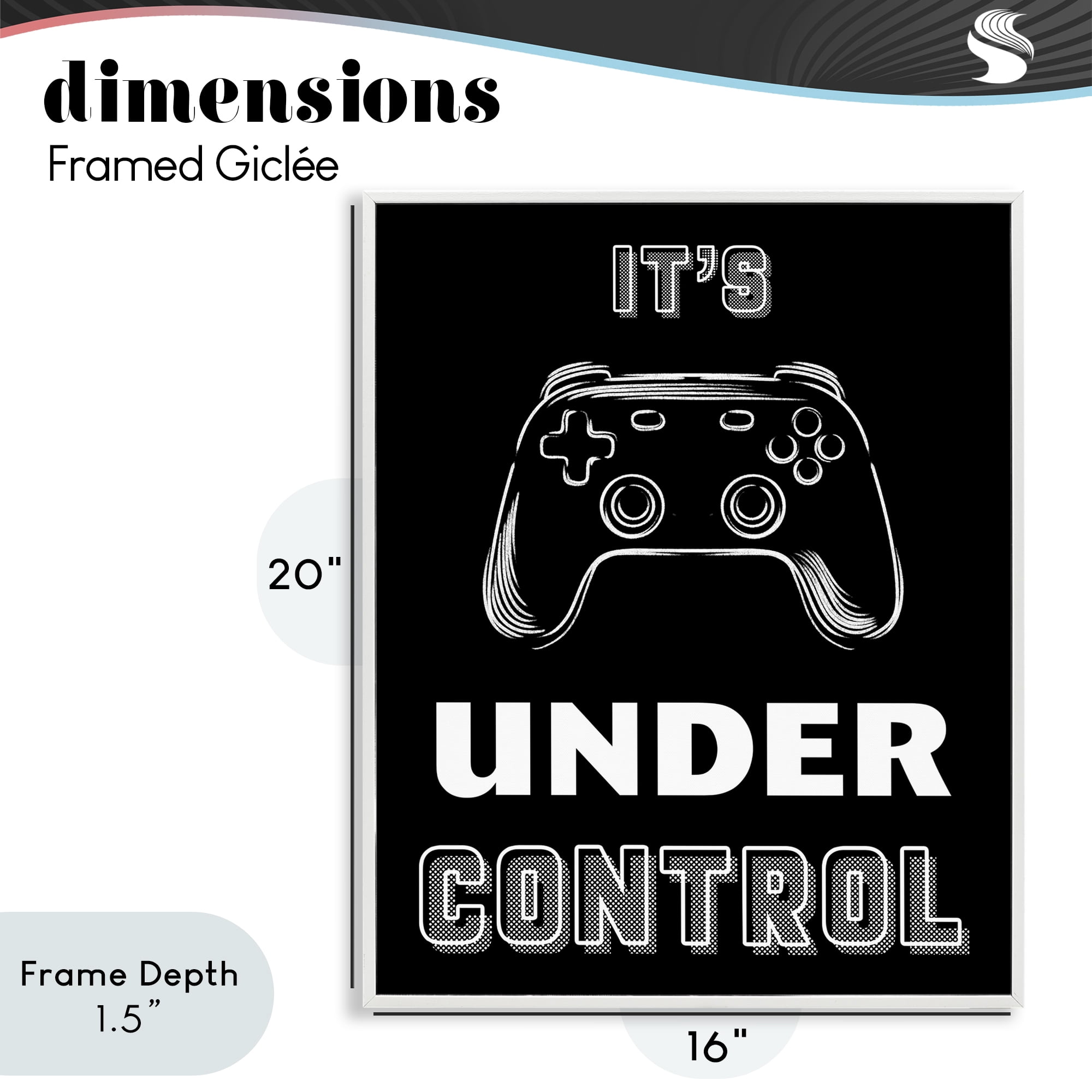 Stupell Industries Under Control Gamer White Framed Giclee Art, design by Marcus Prime