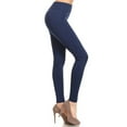 thumbnail image 4 of Women Mid Waist Workout Leggings Running Yoga Thick Pants - (Navy Blue) - Plus Size, 4 of 5
