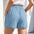thumbnail image 6 of Casual Linen Shorts for Women JIANLAI Summer Casual Loose Elastic Waist Drawstring Lace Boho Beach Cover Up Shorts Womens Shorts (S-3XL) Blue, 6 of 9