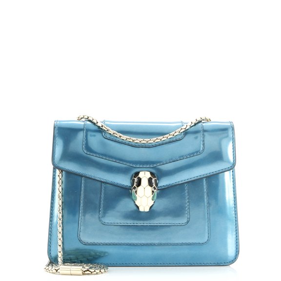 Pre-Owned Serpenti Forever Square Shoulder Bag Metallic Leather Small By Rebag