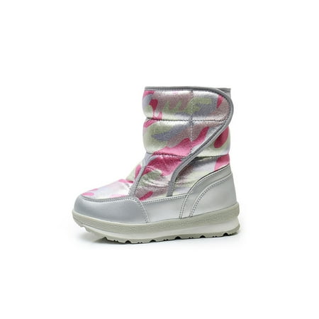 

Difumos Unisex Casual Platform Warm Shoes Comfort Round Toe Mid Calf Boots School Breathable Pink Camouflage 2.5Y