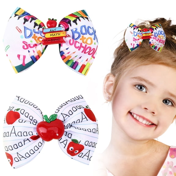 QIQUWOHUL Hair Bows For Girls Pencil Bow Clips With Hair Accessories For Toddler Kids Teens School Day