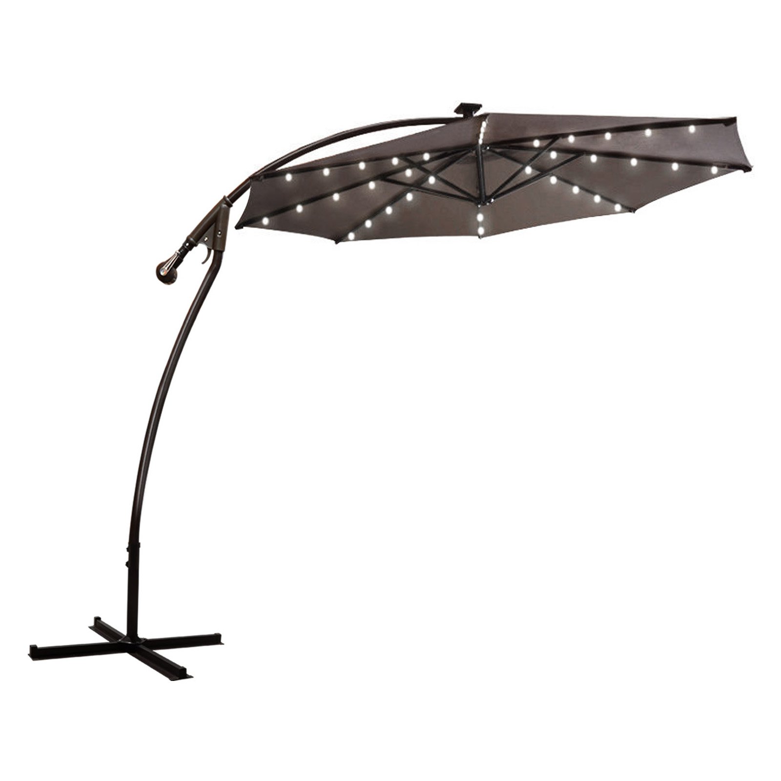 Sunrise Umbrella 9 Ft Cantilever Offset Solar 40 Led Lighted Aluminum Patio Umbrella Walmart Com Walmart Com