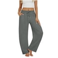 thumbnail image 3 of BRGZLK Sweatpants Women Solid Color Baggy Wide Leg Pants Lounge Casual Pajama Sweat Pants Drawstring Elastic Waist Pant with Pockets, 3 of 7