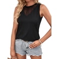 thumbnail image 3 of Hibeli Women's Lace Hollow out Crew Neck Sleeveless Tank Top, 3 of 5