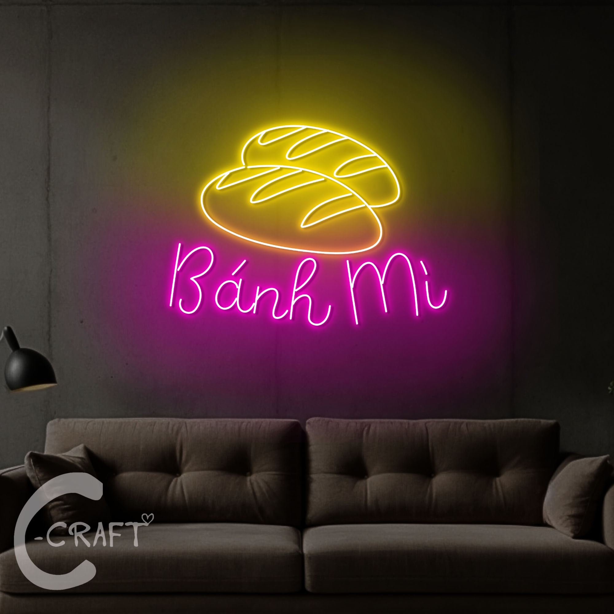 C-craft Banh Mi Neon Led Light Up 20 Inch For Vietnamese Banh Mi Bread 