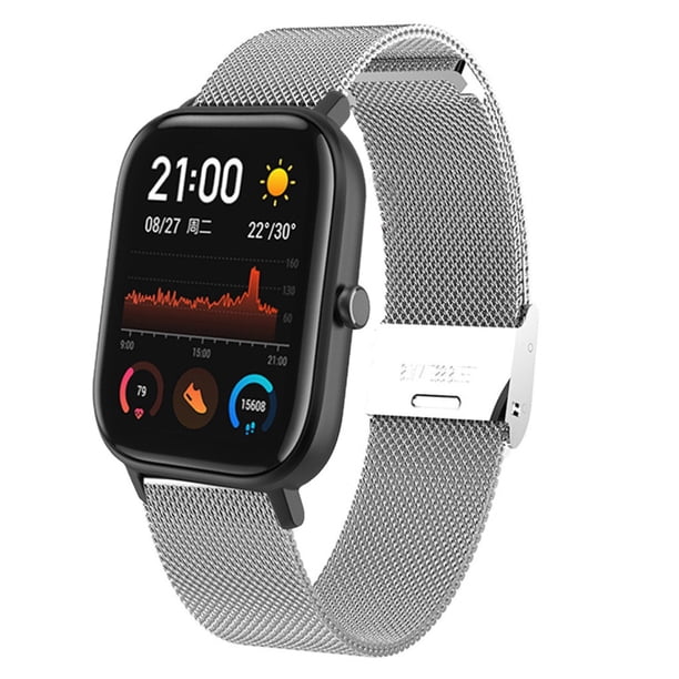 Correa de correa de reloj de cuero de repuesto para reloj inteligente Amazfit GTS | Diseño Clásico Vintage | Hebilla de acero inoxidable | Longitud ajustable | 23.5x2x0.1CM | 1 Paquete