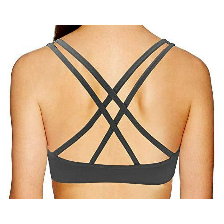 AKAMC Women's Medium Support Cross Back Wirefree Removable Cups Yoga Sport  Bras, Pack of 3, Black/White/Grey,XXX-Large