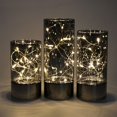 thumbnail image 2 of Juego de faroles cilíndricos de cristal rizado con guirnalda de luces (3 unidades), 2 of 6