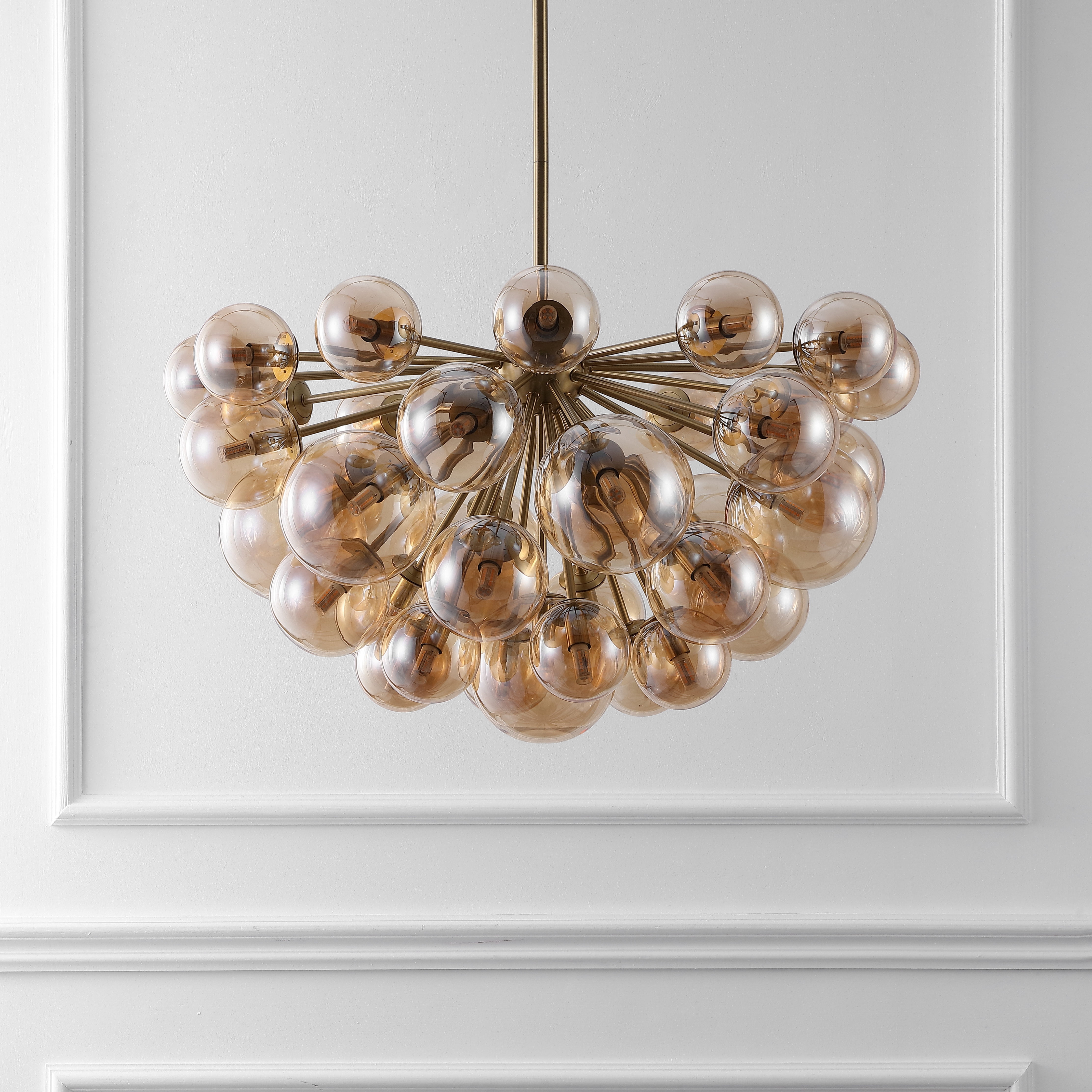 Safavieh Counture Raphaela Glass Globe Chandelier, Gold/Amber