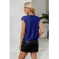 thumbnail image 4 of V Neck Sequin Short Sleeve Tops for Women Elastic Sparkly Tank Top blue M, 4 of 8