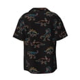 thumbnail image 2 of Vsdgher Neon Dinosaur Print Men's Wrinkle Free Untucked Cuban Shirt Business Casual Button Down Shirts Short Sleeve Shirt, 2 of 7