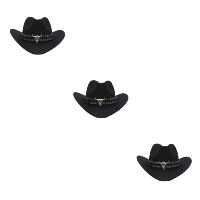 Decodeary Western Outback Cowboy Hat Channel Inner Cowboy Classic Hat Large Brim Provides black 3Set