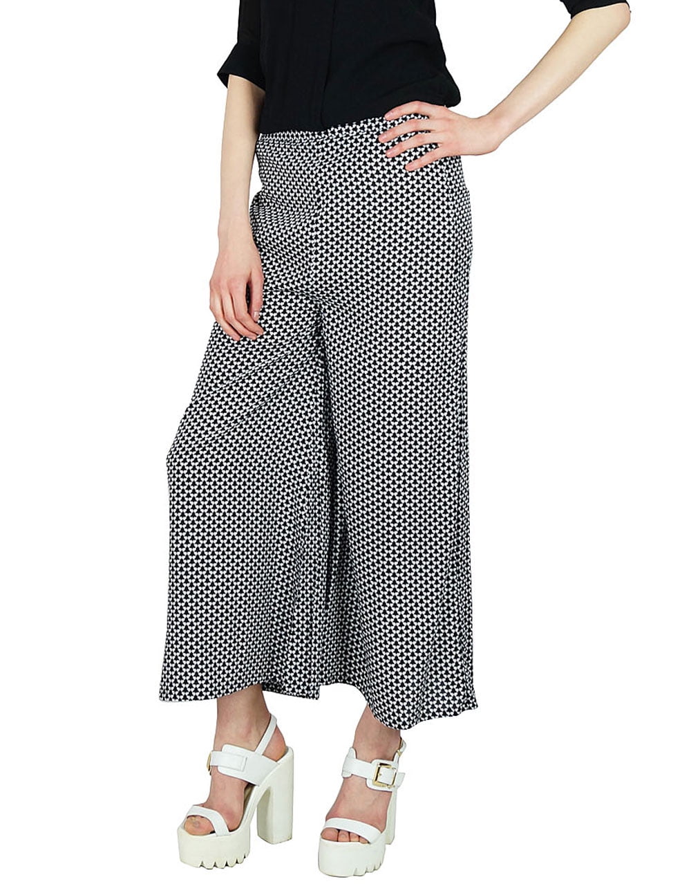 Bimba Womens Designer Pajamas Black Cotton Wide Leg Palazzo Pants