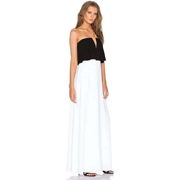 ★セール♪★BCBGMAXAZRIAカラーブロックマキシ★ BCBGMAXAZRIA Alyse Strapless Color-Blocked Gown, 8 White