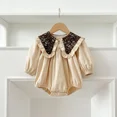 thumbnail image 1 of Baby Children's Clothing Spring Baby Girls Retro Floral Lapel Bodysuit Girls' Long Sleeve Dress Sisters Dress Toddler One Piece, 1 of 6