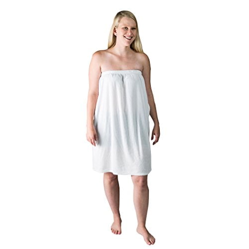 Jerdon Telegraph Hill Luxury Lightweight Soft Microfiber Spa Wrap, X-Large, White Terry